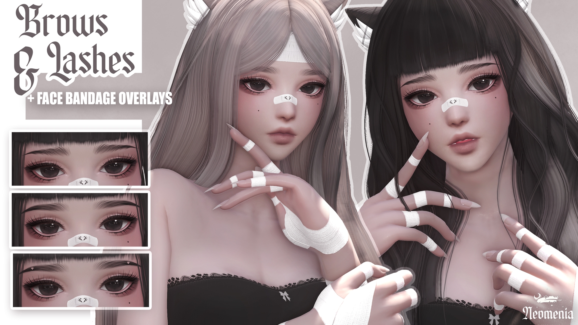 Brows & lashes + Face bandages
