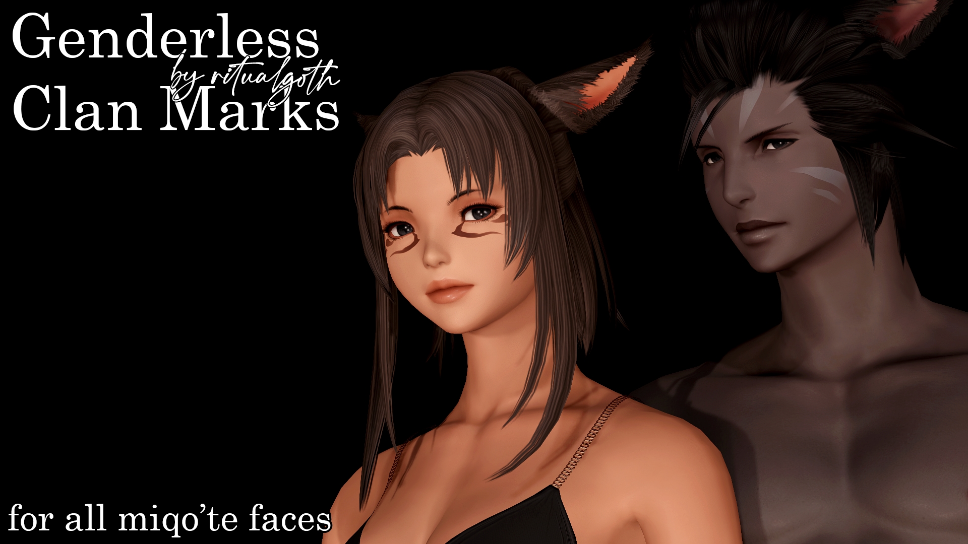 Genderless Clan Marks for All Miqo'te Faces