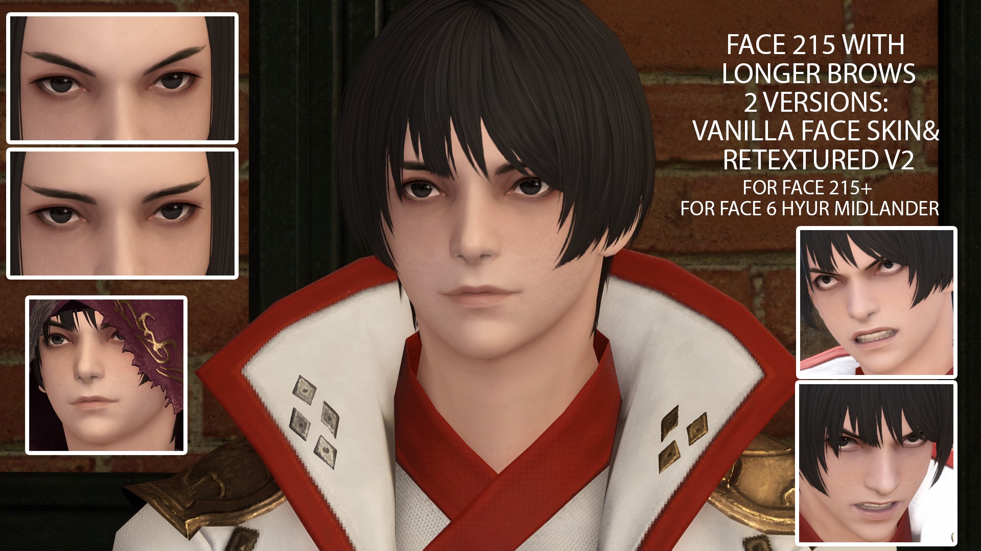 Longer brows for face 215(Asahi/Fandaniel/Moren)+ Midlander Face6 swap to face215 with long brows