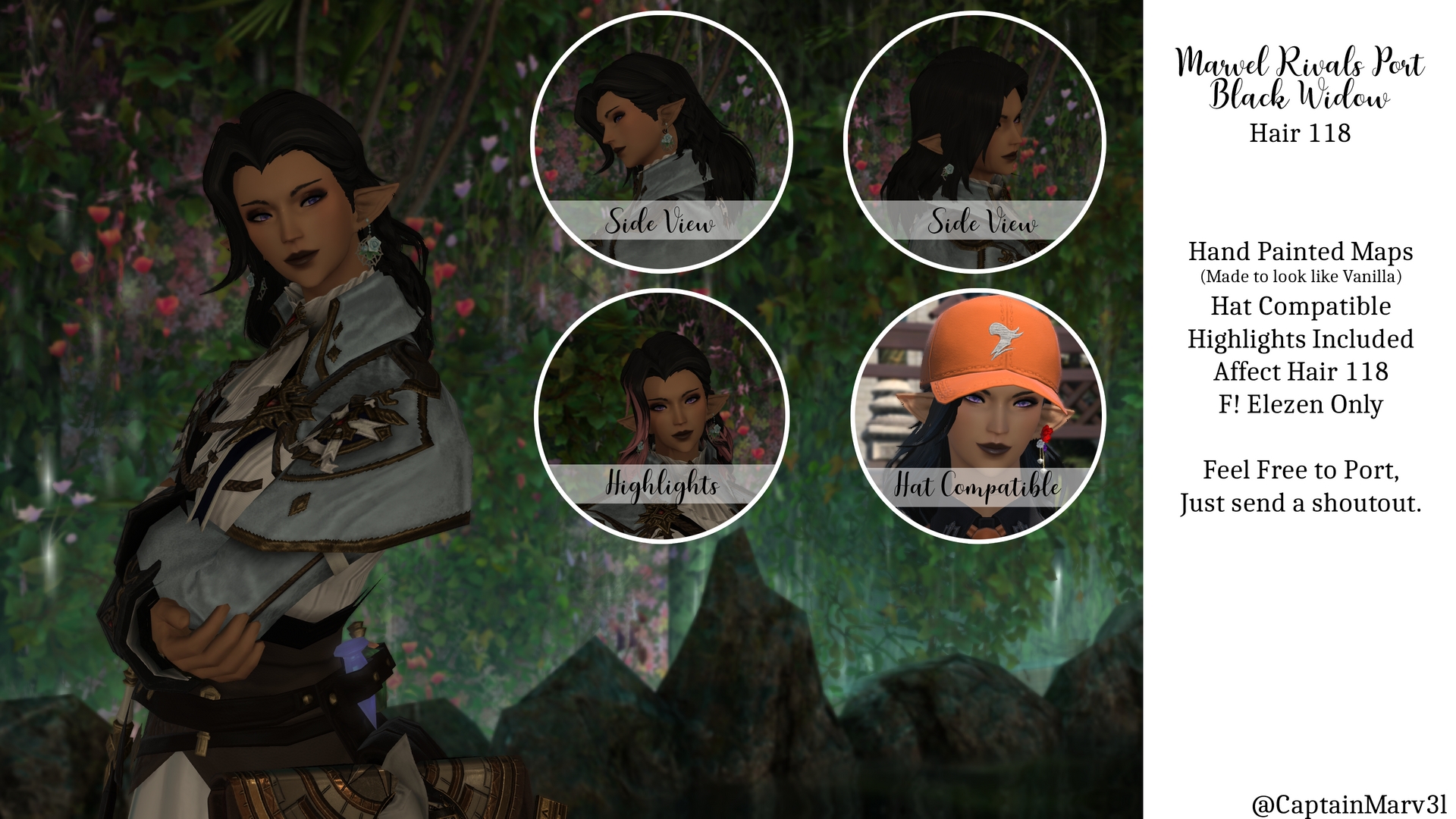 Marvel Rivals Port - Black Widow Hair (F!Elezen)